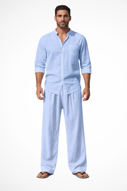 Stanton – Conjunto de Lino con Camisa y Pantalón Recto para Hombre