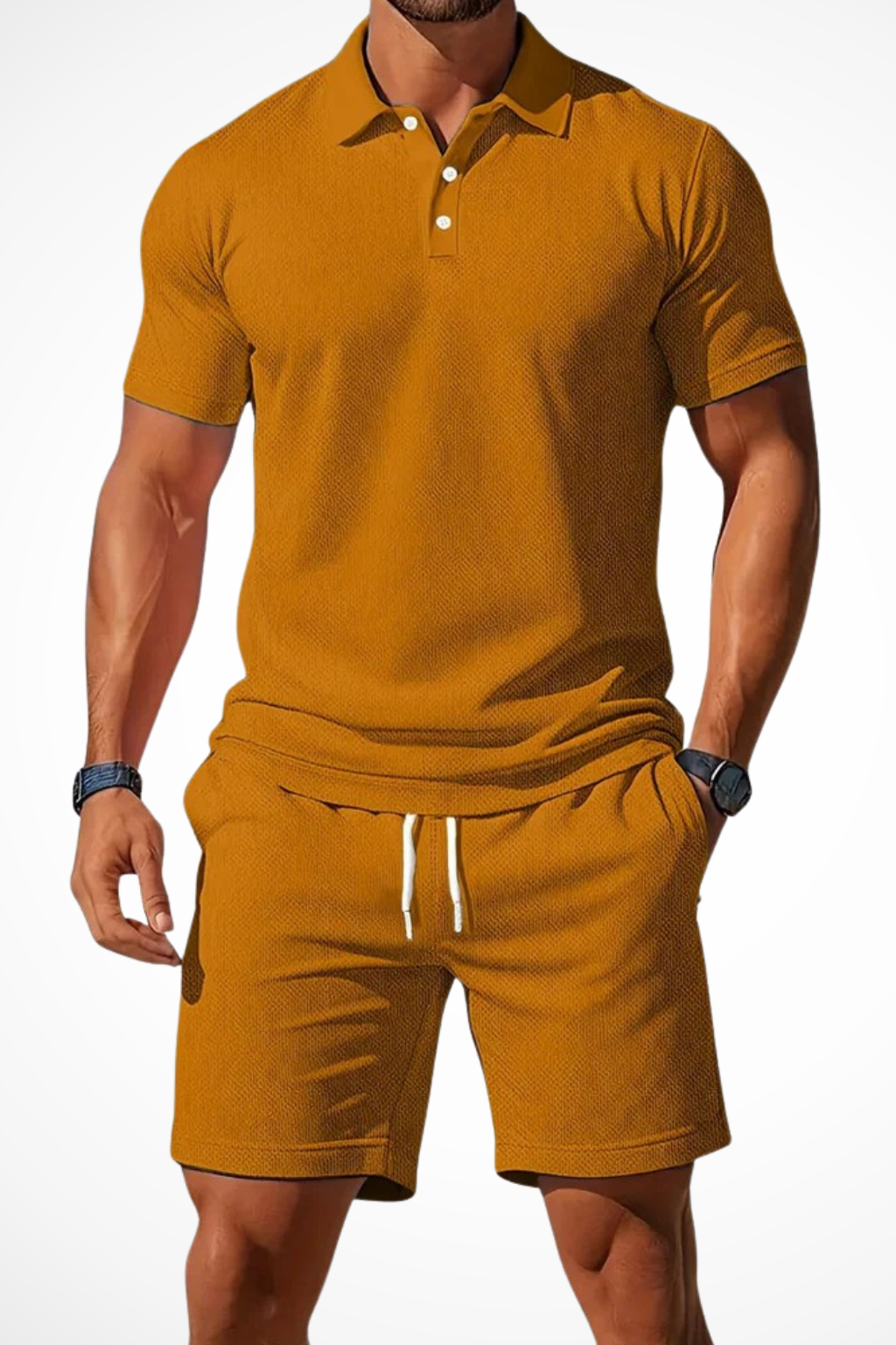 Lex – Conjunto de Polo y Shorts Texturizados para Hombre