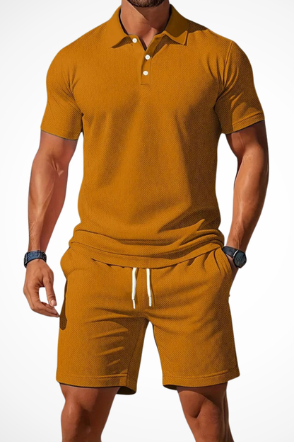 Lex – Conjunto de Polo y Shorts Texturizados para Hombre