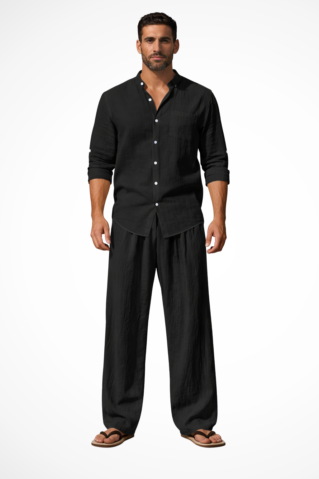 Stanton – Conjunto de Lino con Camisa y Pantalón Recto para Hombre