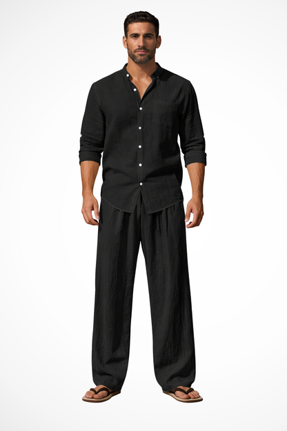 Stanton – Conjunto de Lino con Camisa y Pantalón Recto para Hombre