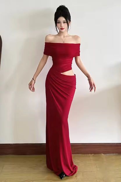 Faith – Vestido Maxi Bodycon de Malla con Hombros Descubiertos