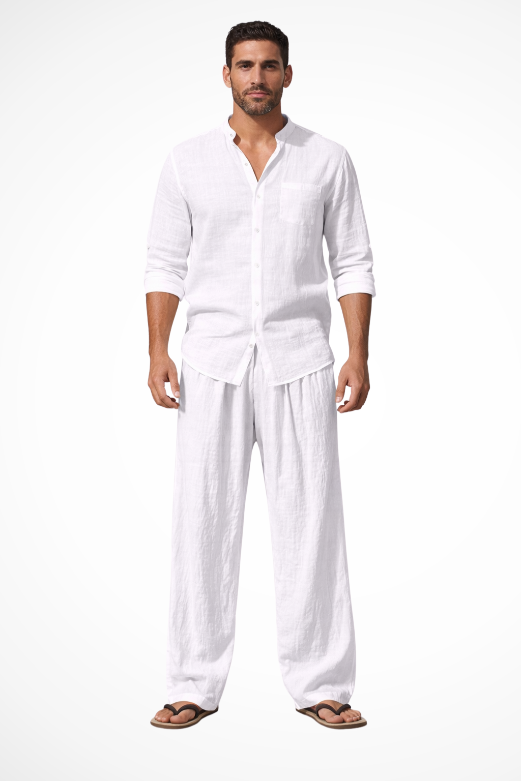 Stanton – Conjunto de Lino con Camisa y Pantalón Recto para Hombre