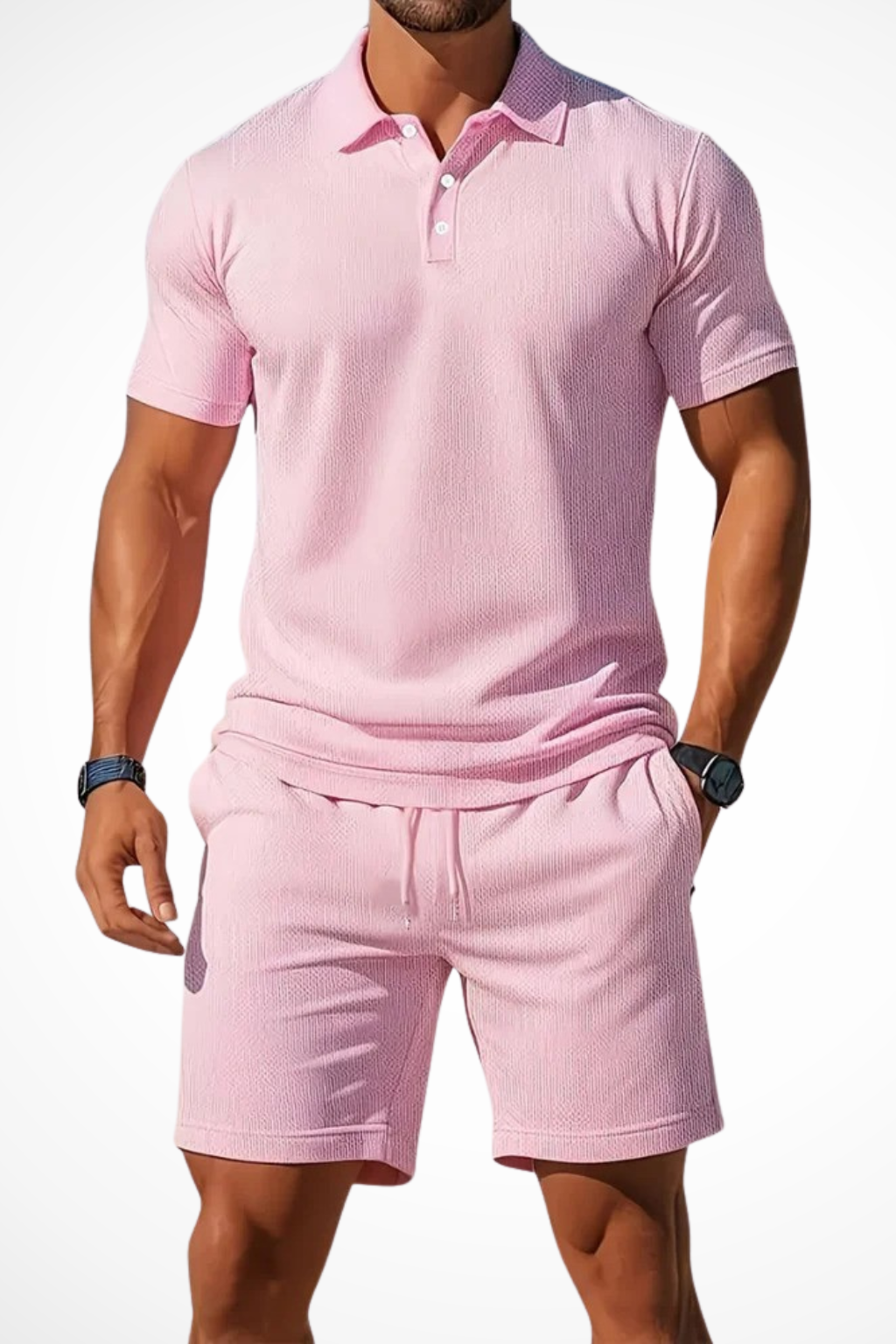 Lex – Conjunto de Polo y Shorts Texturizados para Hombre