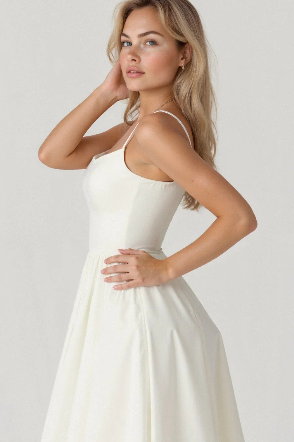 Aurevia – Vestido Midi Línea A Estilo Ascot para Boda
