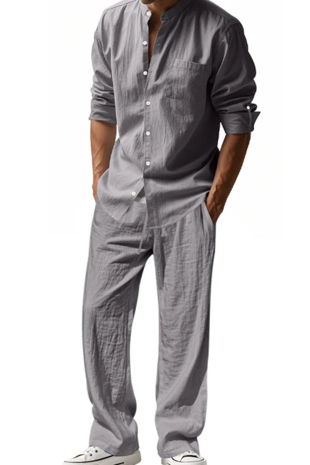 Stanton – Conjunto de Lino con Camisa y Pantalón Recto para Hombre