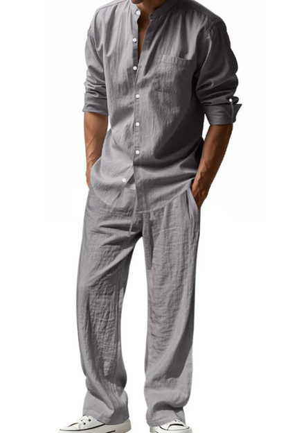 Stanton – Conjunto de Lino con Camisa y Pantalón Recto para Hombre