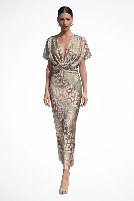 Elara – Vestido Maxi de Verano con Escote en V Retorcido