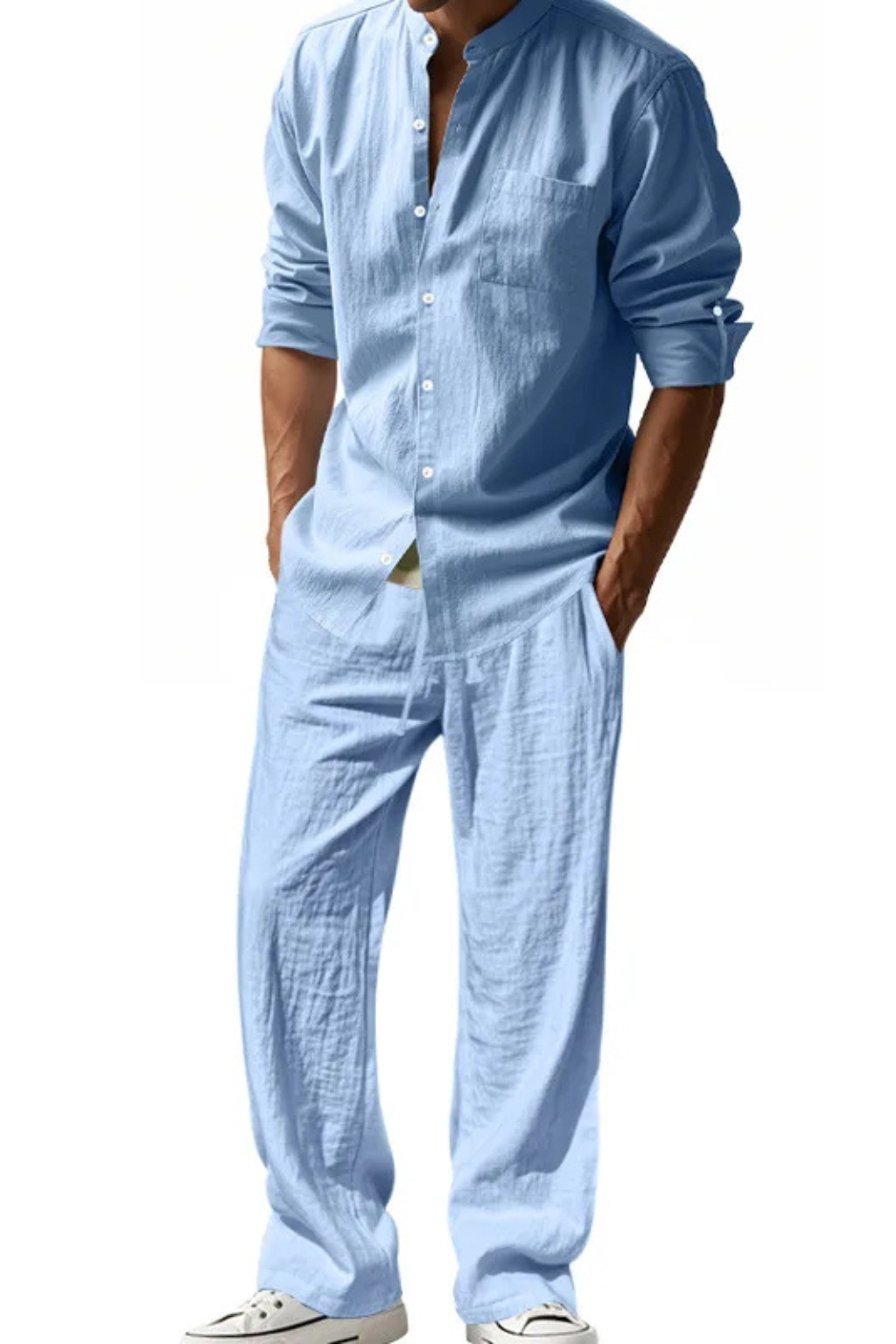 Stanton – Conjunto de Lino con Camisa y Pantalón Recto para Hombre