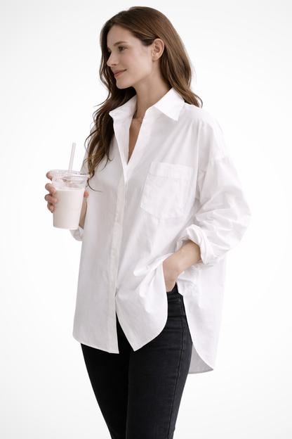 Selvyn – Blusa Oversize con Botones y Manga Larga