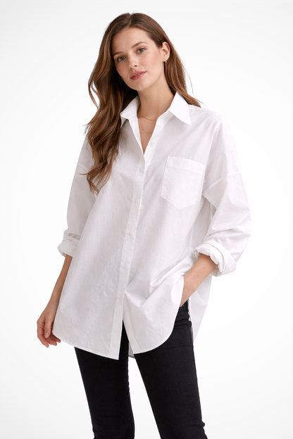 Selvyn – Blusa Oversize con Botones y Manga Larga