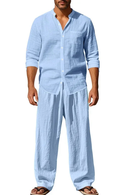 Stanton – Conjunto de Lino con Camisa y Pantalón Recto para Hombre