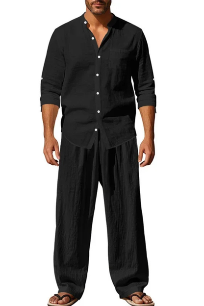 Stanton – Conjunto de Lino con Camisa y Pantalón Recto para Hombre
