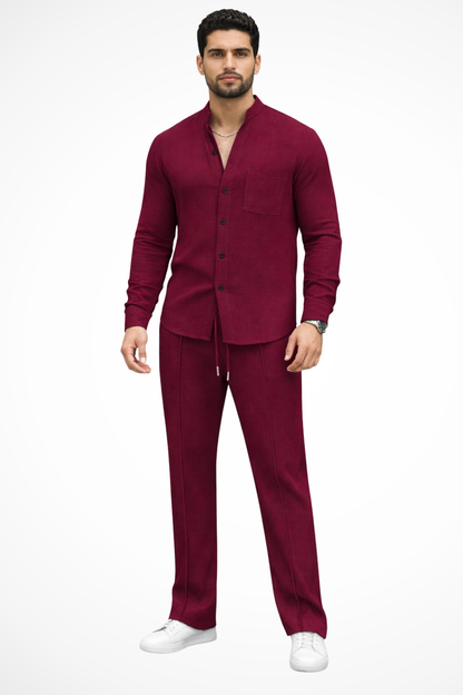 Barrington – Conjunto de Camisa Texturizada y Pantalón de 2 Piezas para Hombre