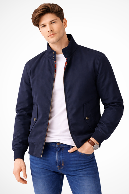 Fletcher – Chaqueta Harrington con Cremallera y Forro de Cuadros para Hombre