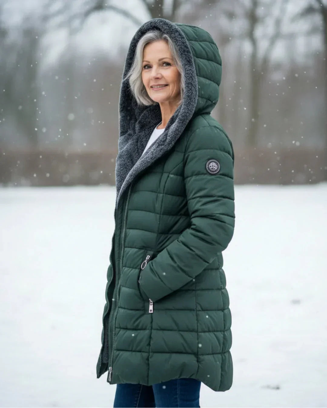 Modelo con chaqueta de mujer Valeria | Horizoncor México
