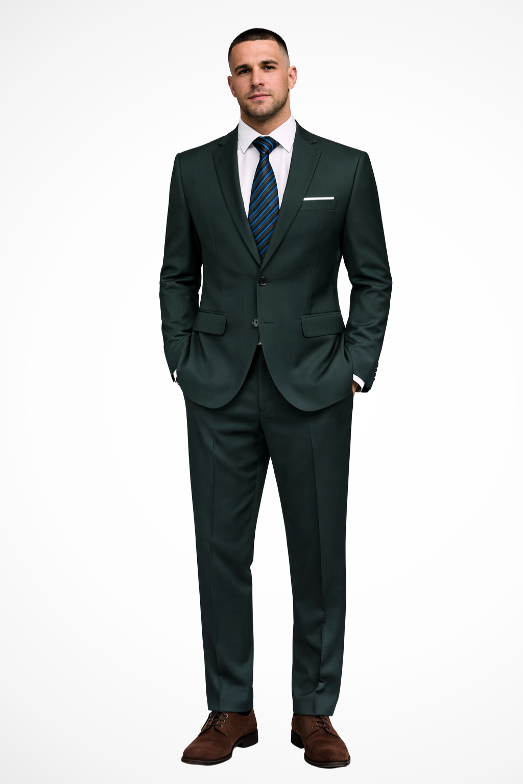 Langford – Traje Ajustado de Dos Piezas con Solapa para Hombre