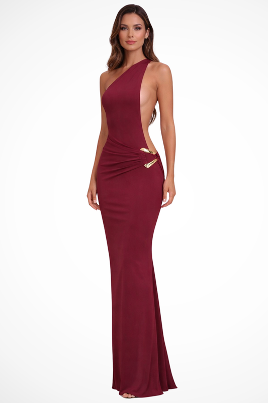 Margaux – Vestido Maxi Bodycon de Un Hombro con Espalda Abierta