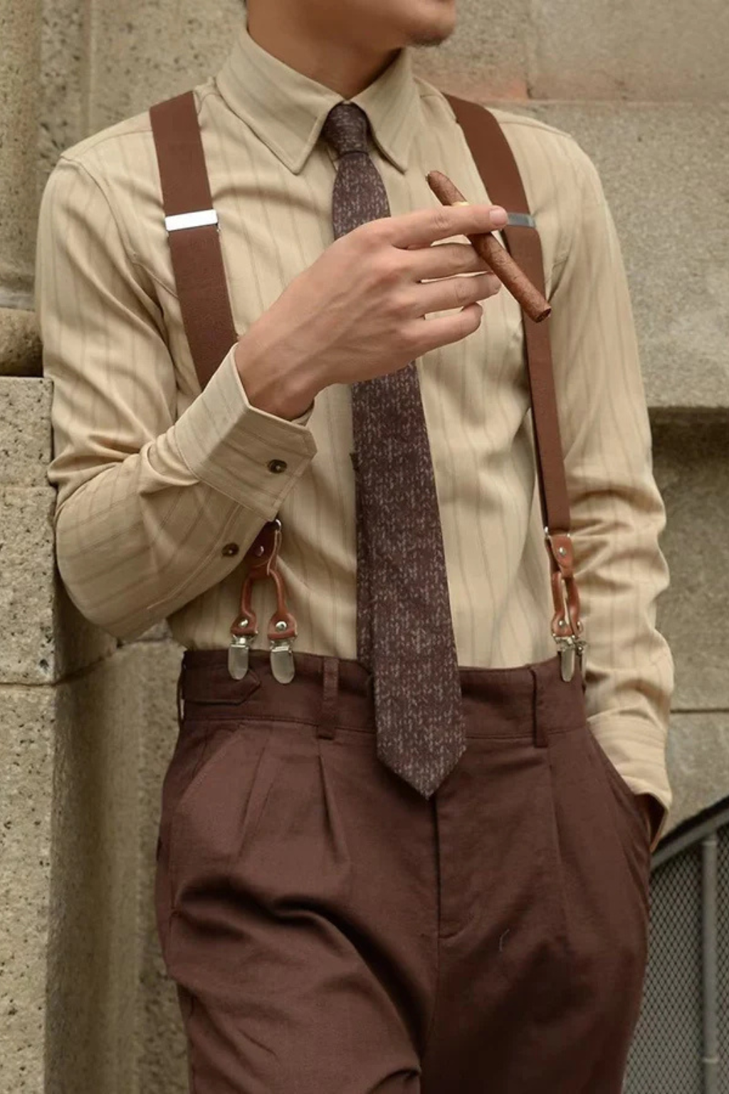 Rupert – Camisa Formal de Rayas de Manga Larga con Botones para Hombre