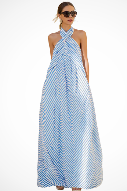 Pembury – Vestido Maxi Halter de Rayas de Verano