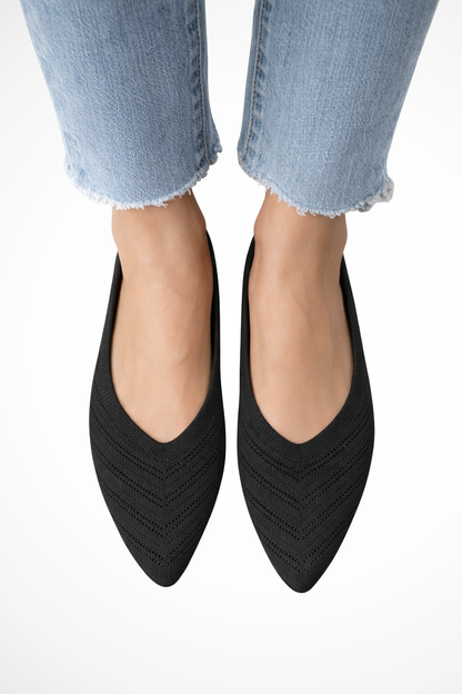Henrietta – Bailarinas de Punto Slip-On con Punta Apuntada