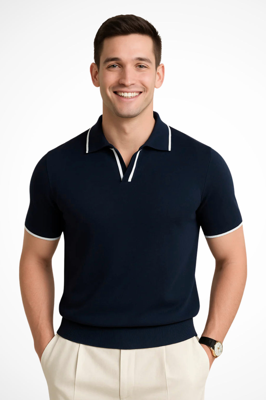 Justin – Polo de Punto Slim Fit con Ribete de Contraste para Hombre