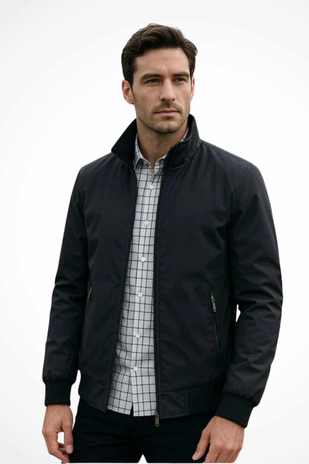 Jaimy – Chaqueta Harrington de Verano con Cremallera y Cuello Mao para Hombre
