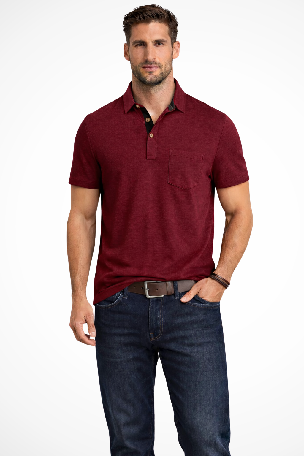 Joey – Polo de Manga Corta con Cuello de Contraste y Bolsillo para Hombre
