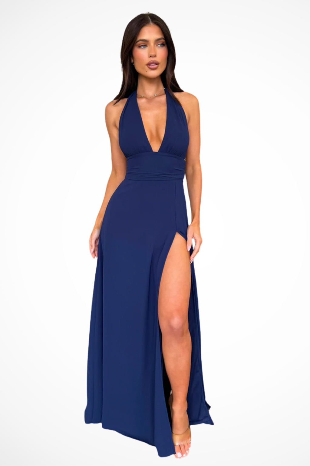 Kaelira – Vestido Maxi Halter con Abertura Lateral