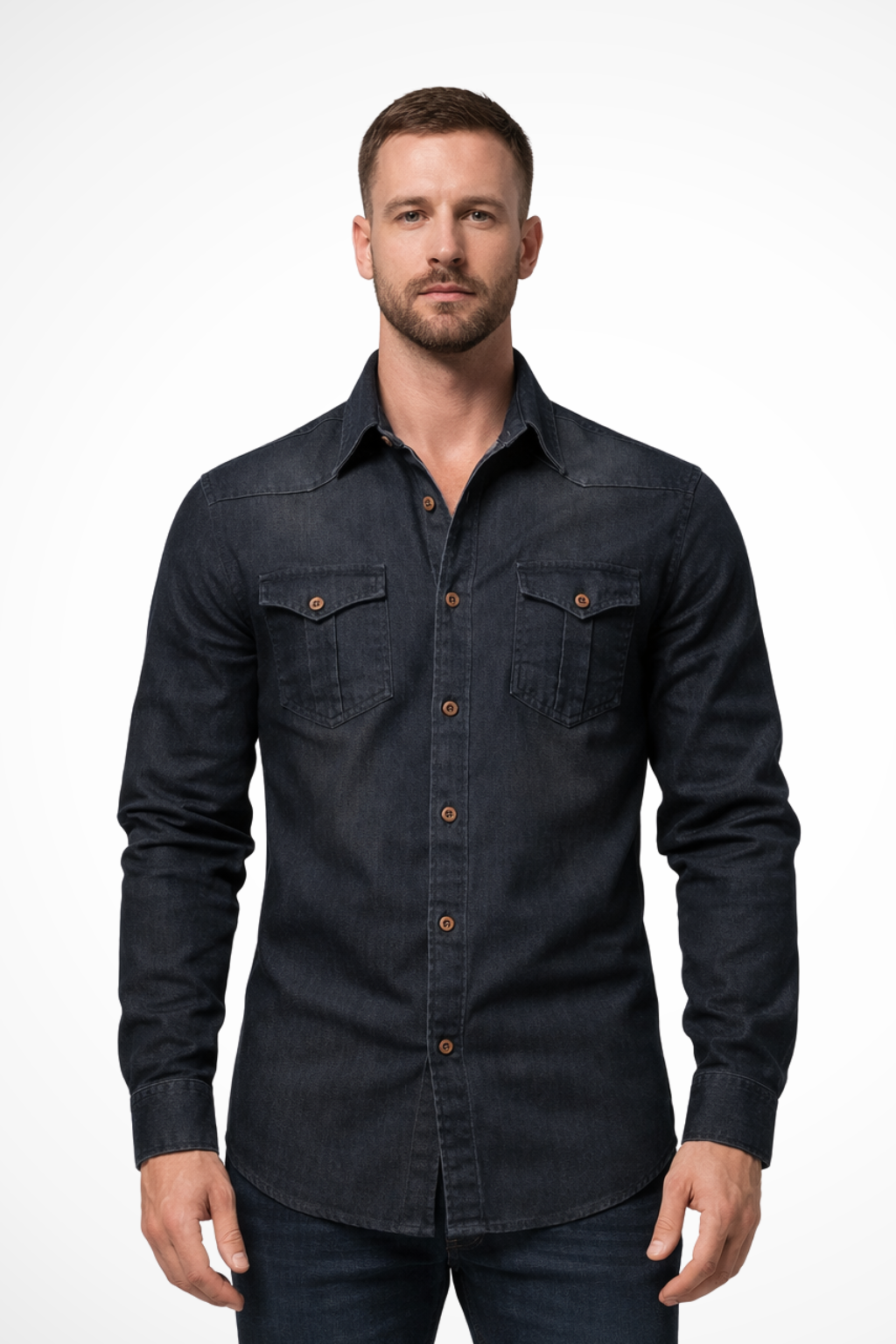 Aiden – Camisa Denim de Manga Larga Slim Fit para Hombre