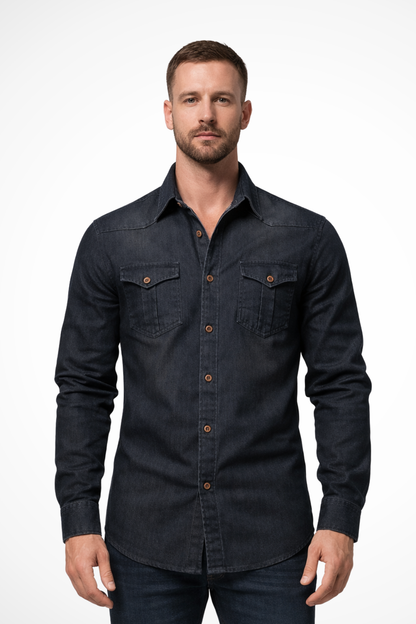 Aiden – Camisa Denim de Manga Larga Slim Fit para Hombre