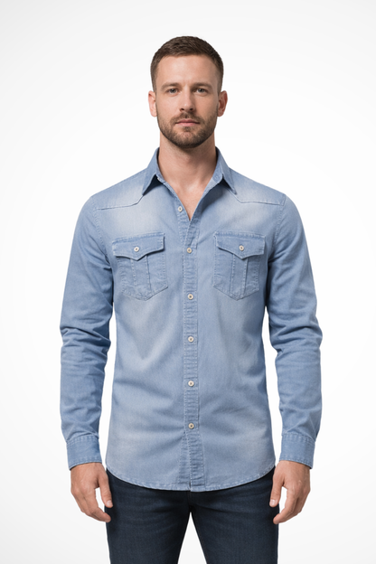Aiden – Camisa Denim de Manga Larga Slim Fit para Hombre