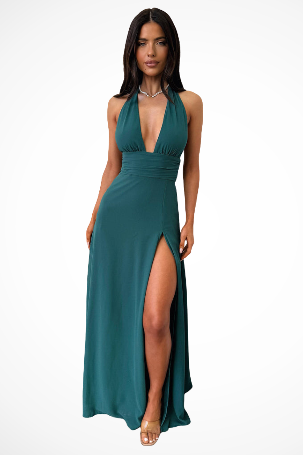 Kaelira – Vestido Maxi Halter con Abertura Lateral