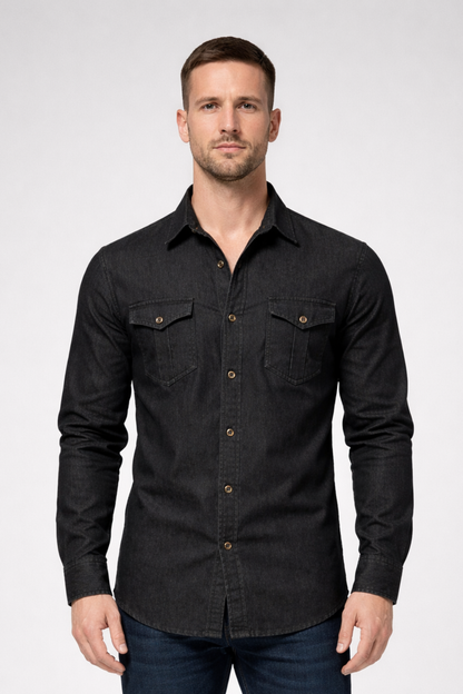 Aiden – Camisa Denim de Manga Larga Slim Fit para Hombre