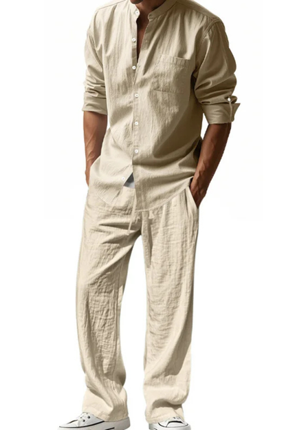 Stanton – Conjunto de Lino con Camisa y Pantalón Recto para Hombre