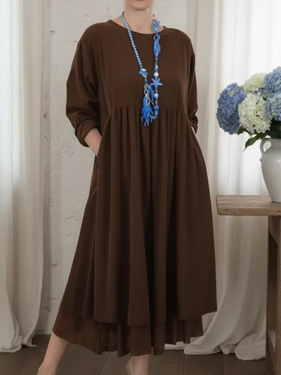 Detalle vestido midi elegante Melvaria – vista frontal | Horizoncor