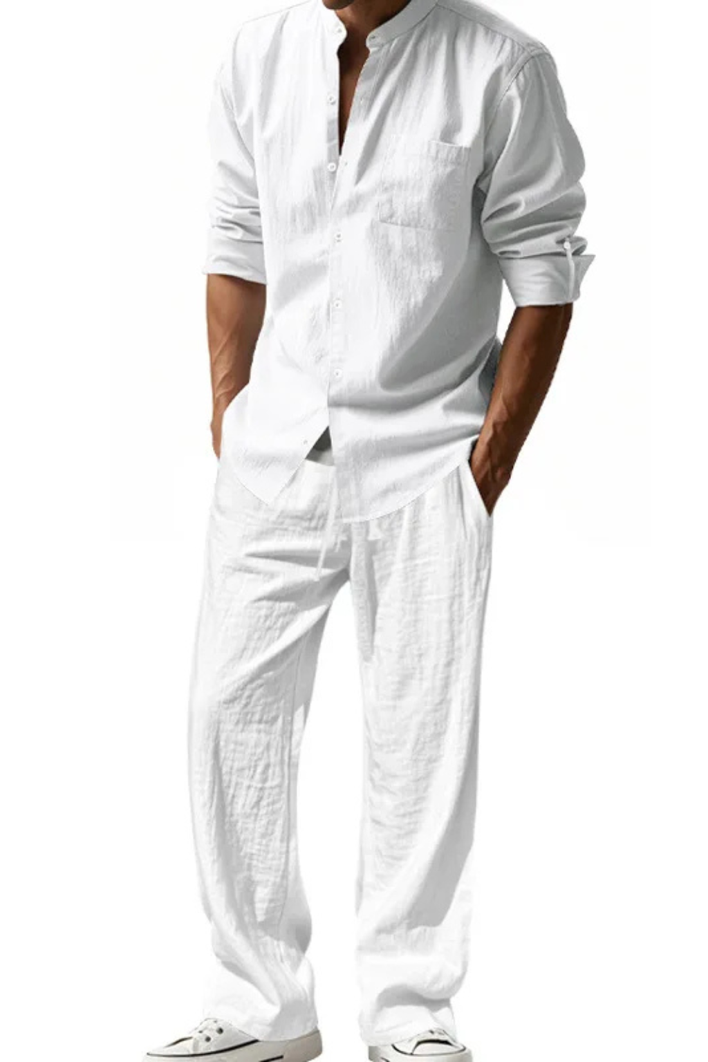 Stanton – Conjunto de Lino con Camisa y Pantalón Recto para Hombre