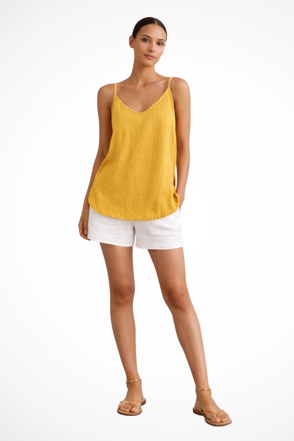 Nerina – Top Primaveral de Lino con Tirantes Finos