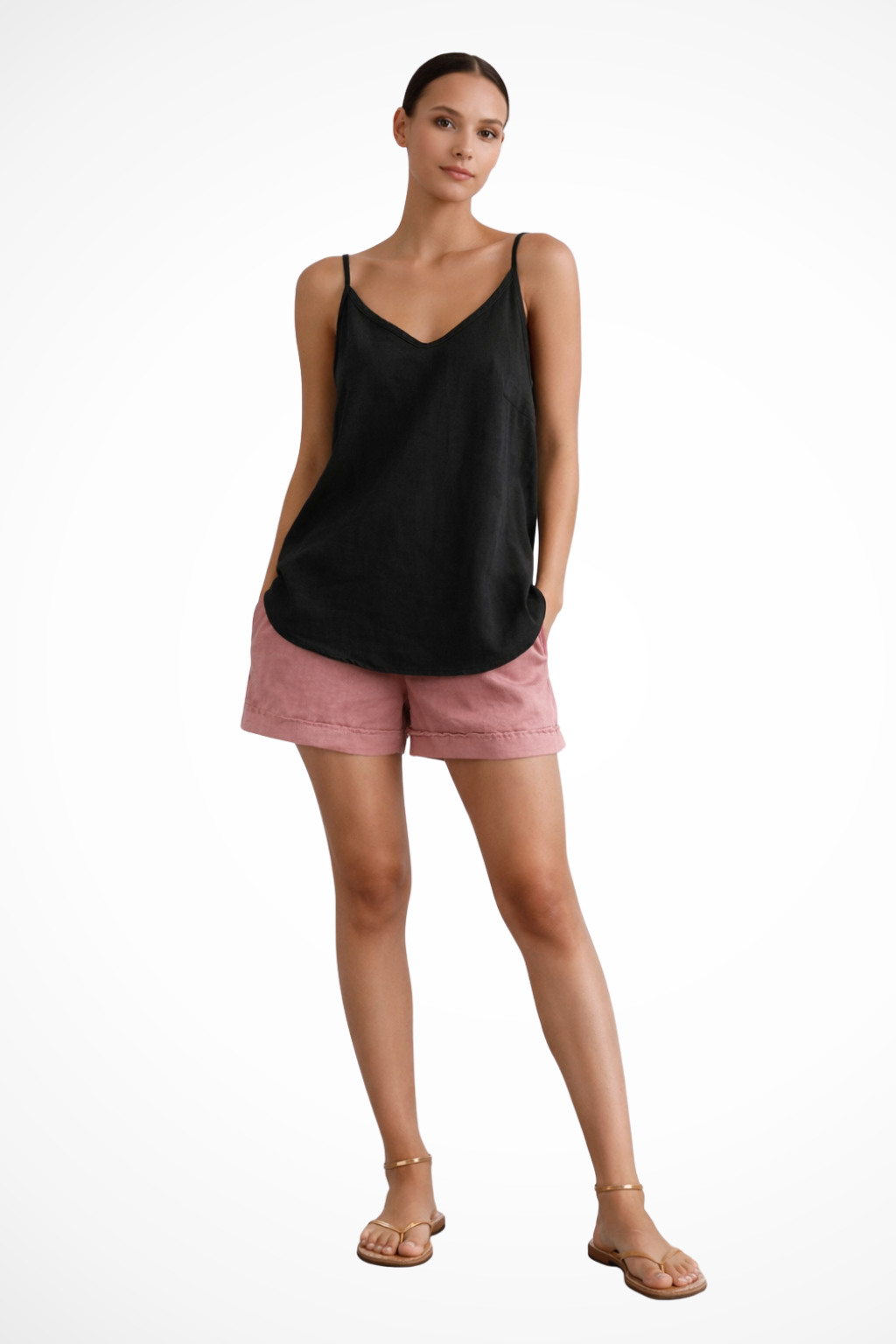 Nerina – Top Primaveral de Lino con Tirantes Finos