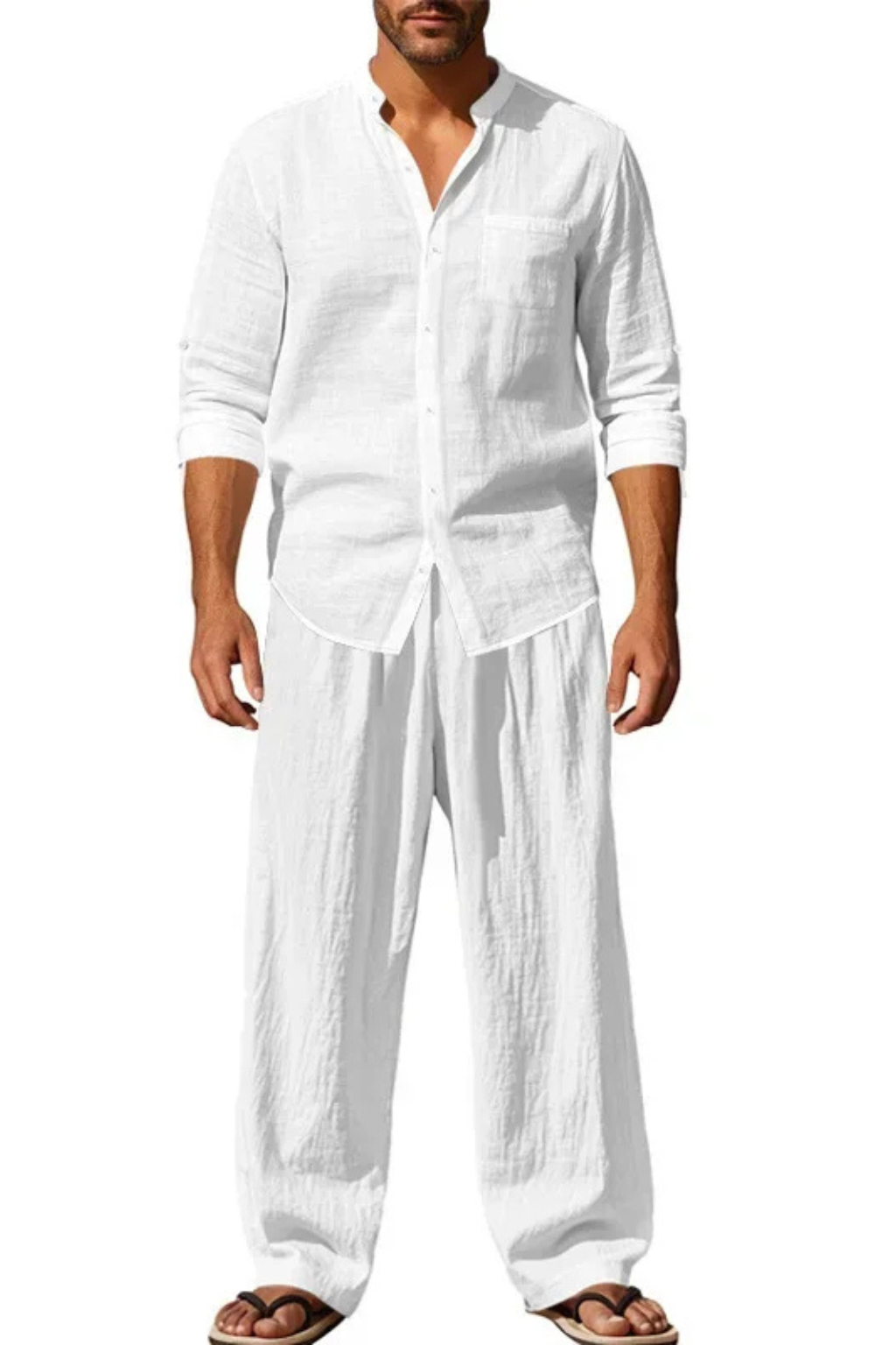 Stanton – Conjunto de Lino con Camisa y Pantalón Recto para Hombre