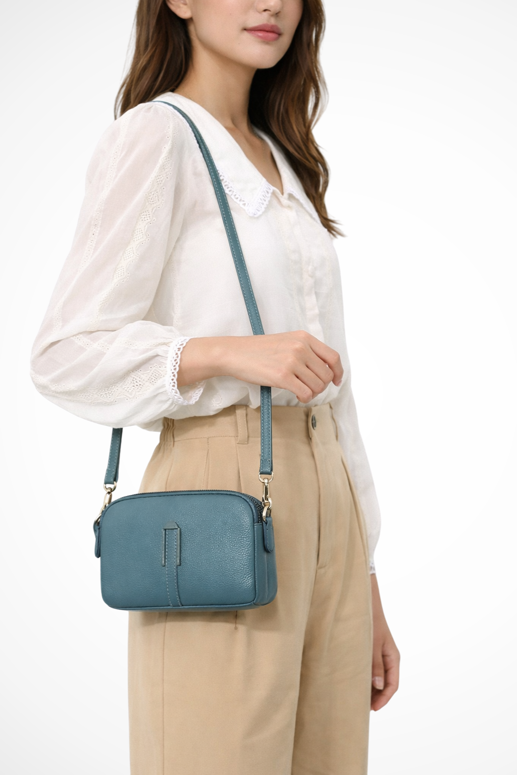 Pella – Bolso Bandolera Compacto con Doble Cremallera