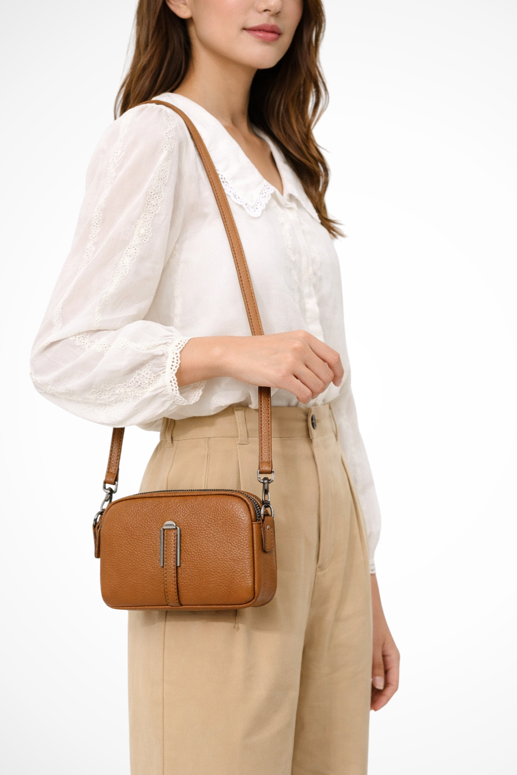Pella – Bolso Bandolera Compacto con Doble Cremallera