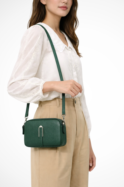 Pella – Bolso Bandolera Compacto con Doble Cremallera