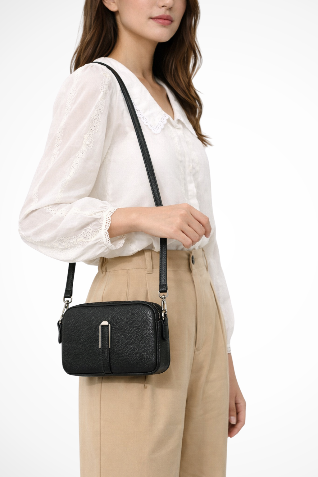Pella – Bolso Bandolera Compacto con Doble Cremallera