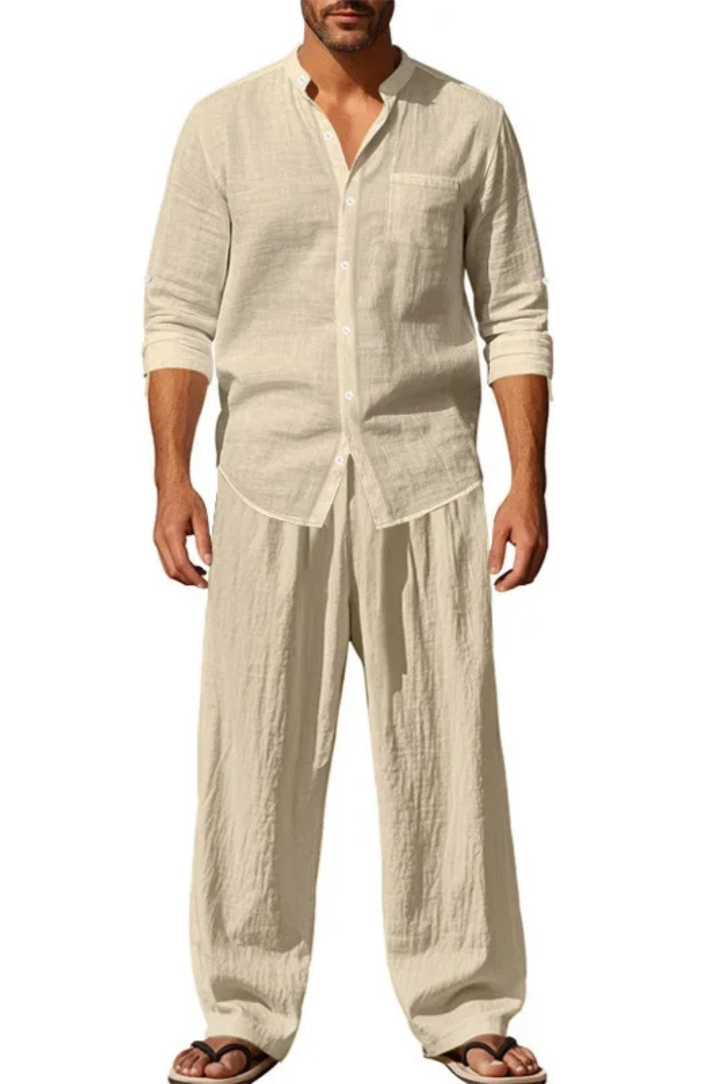 Stanton – Conjunto de Lino con Camisa y Pantalón Recto para Hombre