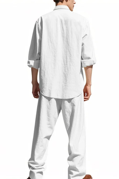 Stanton – Conjunto de Lino con Camisa y Pantalón Recto para Hombre