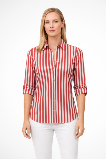 Chloe – Blusa de Rayas Slim Fit con Manga Larga