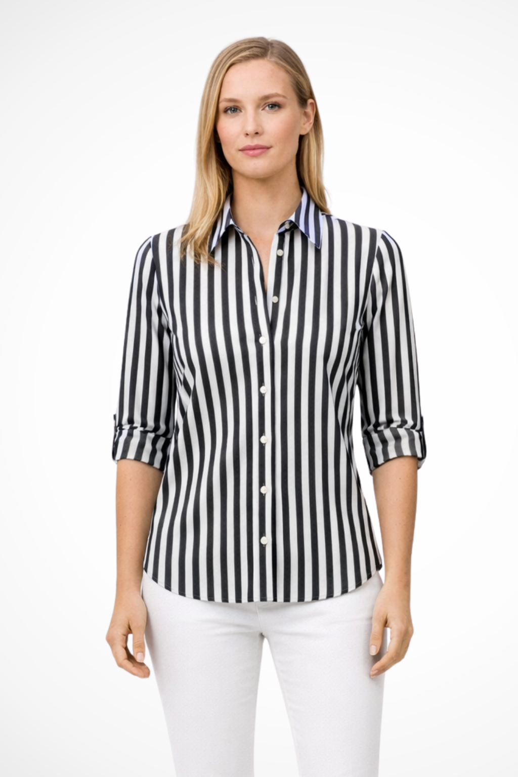 Chloe – Blusa de Rayas Slim Fit con Manga Larga