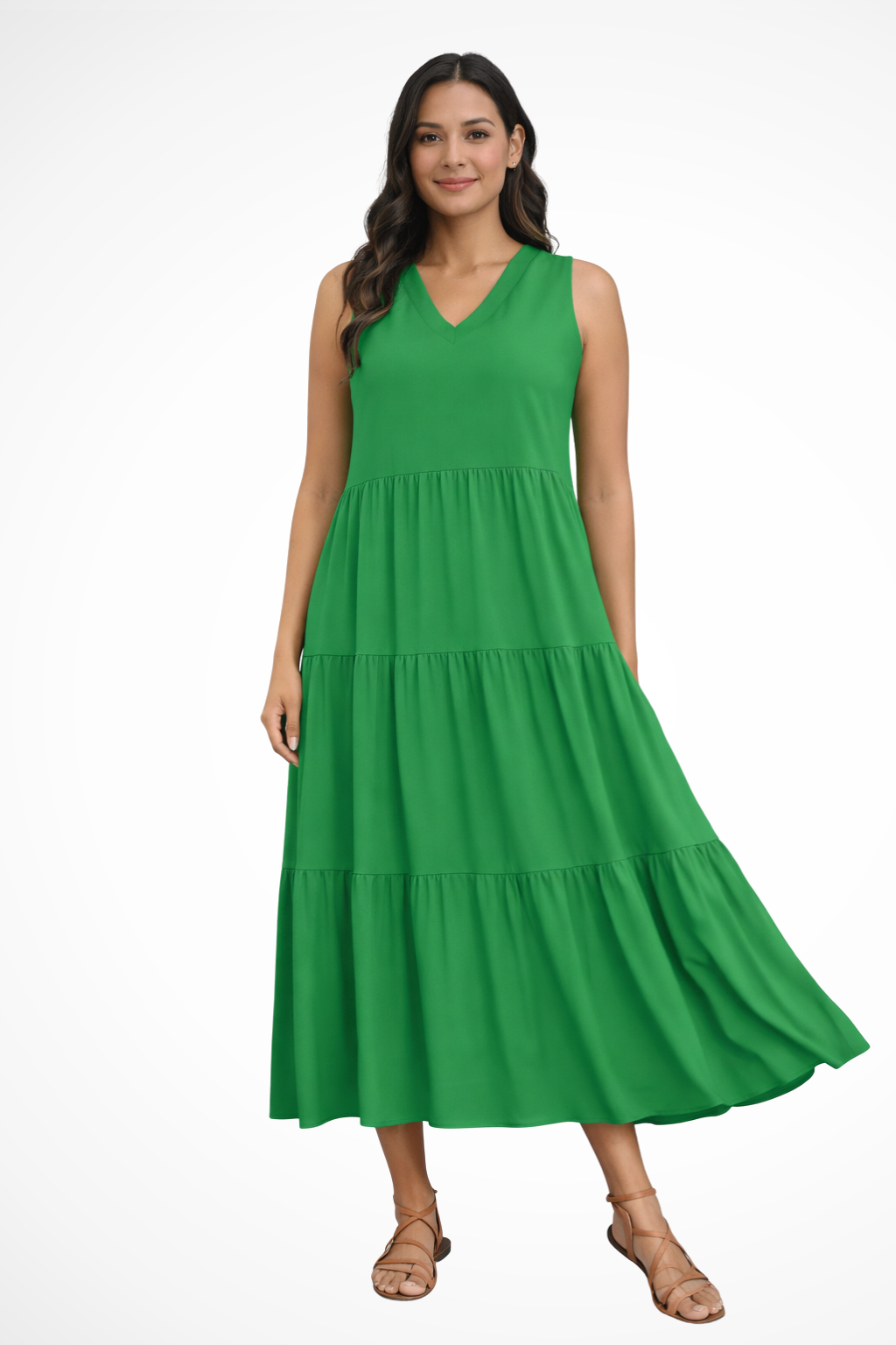 Florence – Vestido Maxi sin Mangas con Capas de Verano