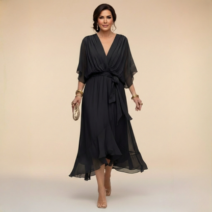 Detalle vestido de noche Sandra – vista frontal | Horizoncor
